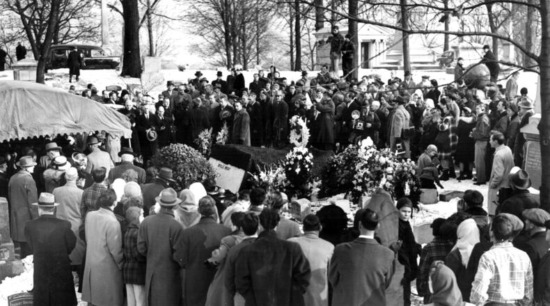 Famous aviator Orville Wright was buried at Woodland Cemetery Feb. 3, 1948. His brother Wilbur was buried in 1912. Numerous Dayton luminaries have been buried at Woodland Cemetery. DAYTON DAILY NEWS ARCHIVE