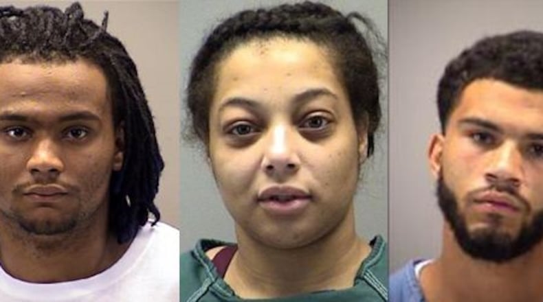 Carlos Blanton, Kalesha Whitner and Tylin Watson, pictured left to right, are accused of the shooting death of 27-year-old Tevin K. Million Sr. in June 2018.