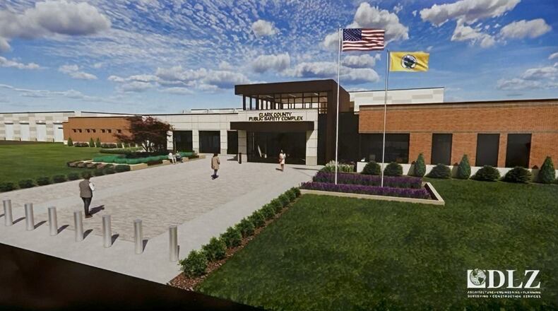 A rendering of the new Clark County public safety building and jail by DLZ. They performed a feasibility study in 2018 and updated it in 2023, creating a report analyzing the attainability of building a new jail and public safety building. Brooke Spurlock/Staff