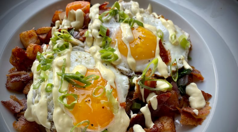 The Garden Grille & Bar is located on the second floor of the Hilton Garden Inn Dayton Downtown at 18 W. Third St. Pictured is the Brunch Bowl. NATALIE JONES/STAFF
