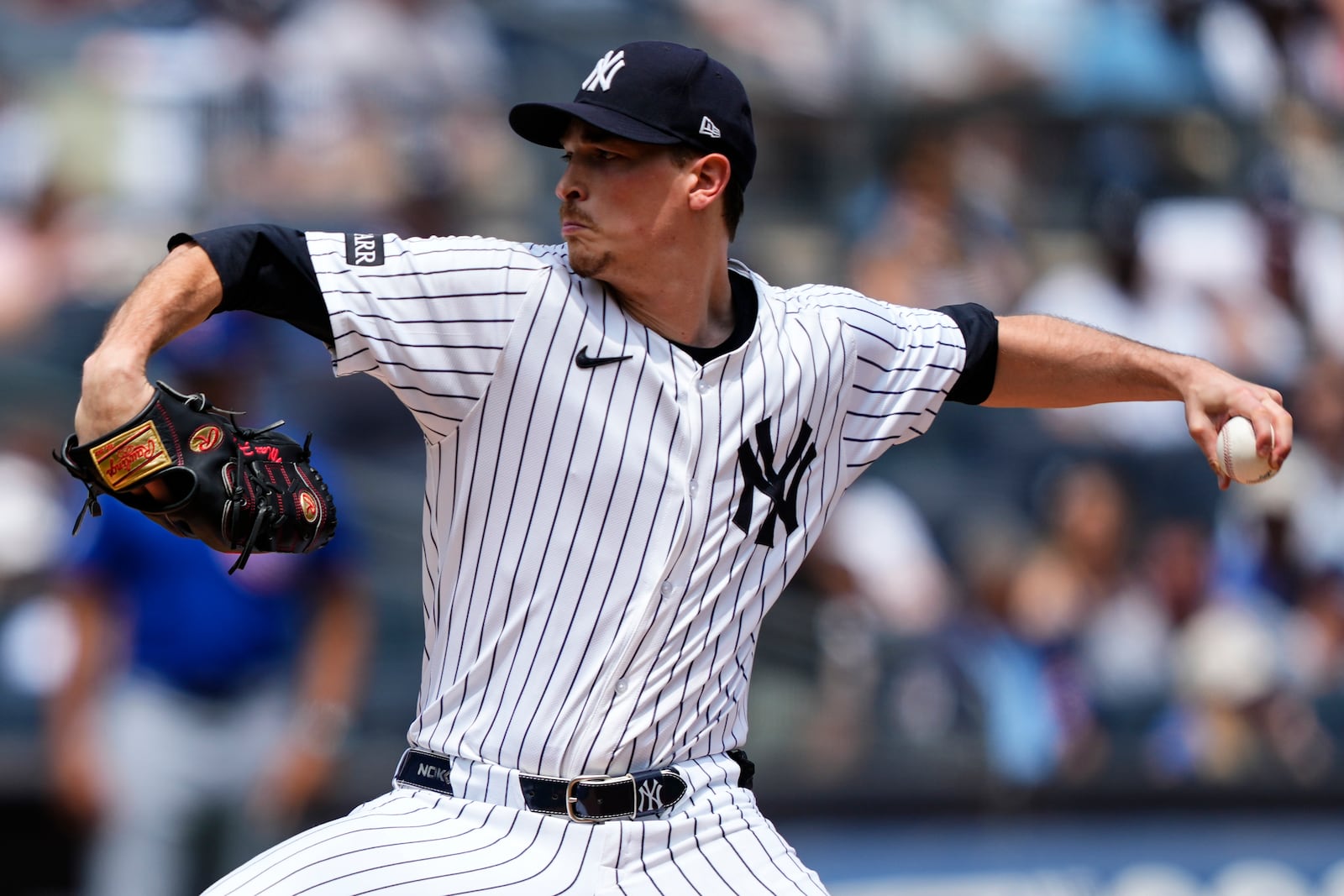 New York Yankees pitcher Max Fried (54) throws during the first inning of a baseball game against the Chicago Cubs, Saturday, July 12, 2025, in New York. (AP Photo/Yuki Iwamura)