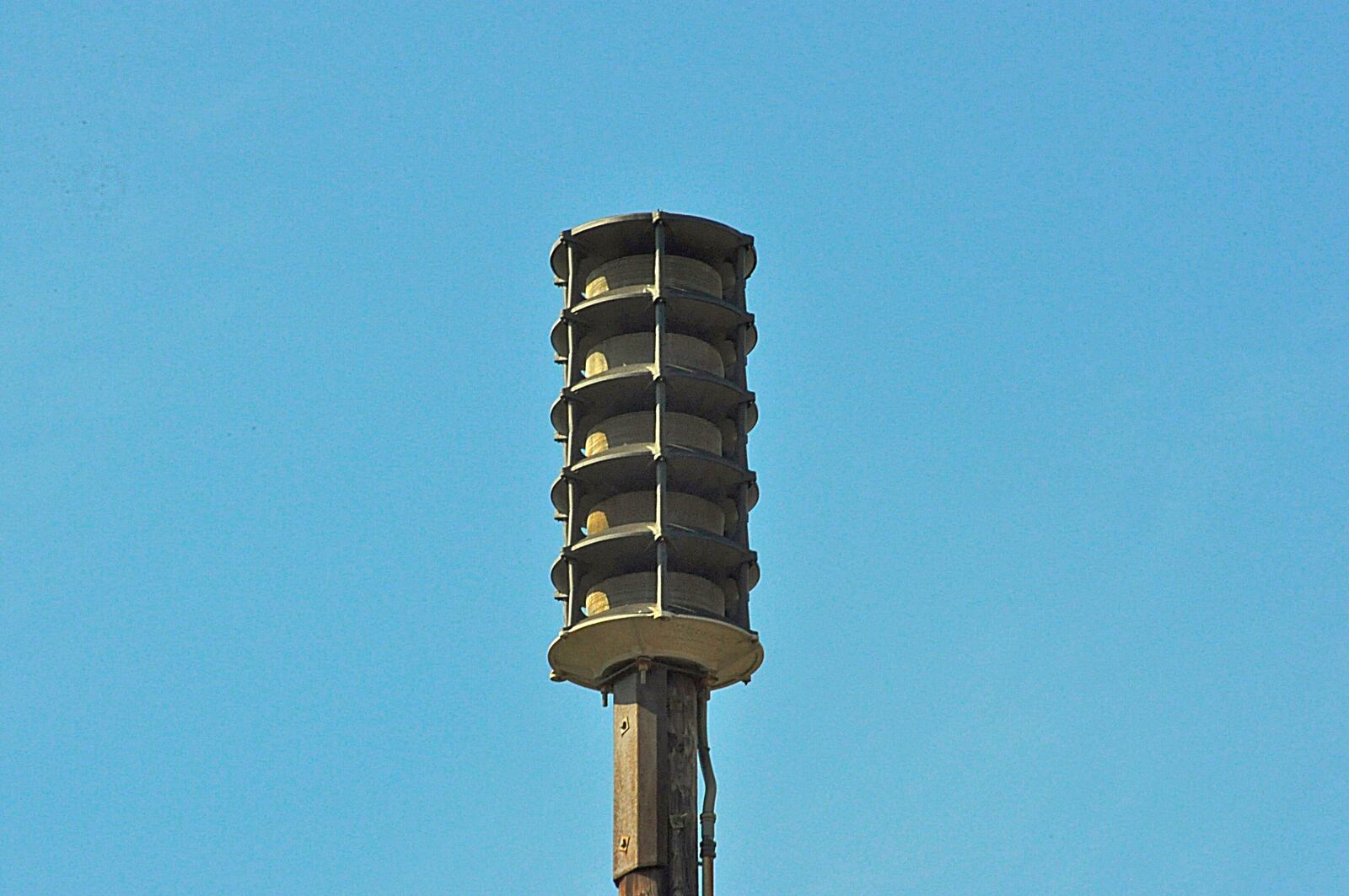 A Wright-Patterson Air Force Base public address "giant voice" speaker. Air Force photo.