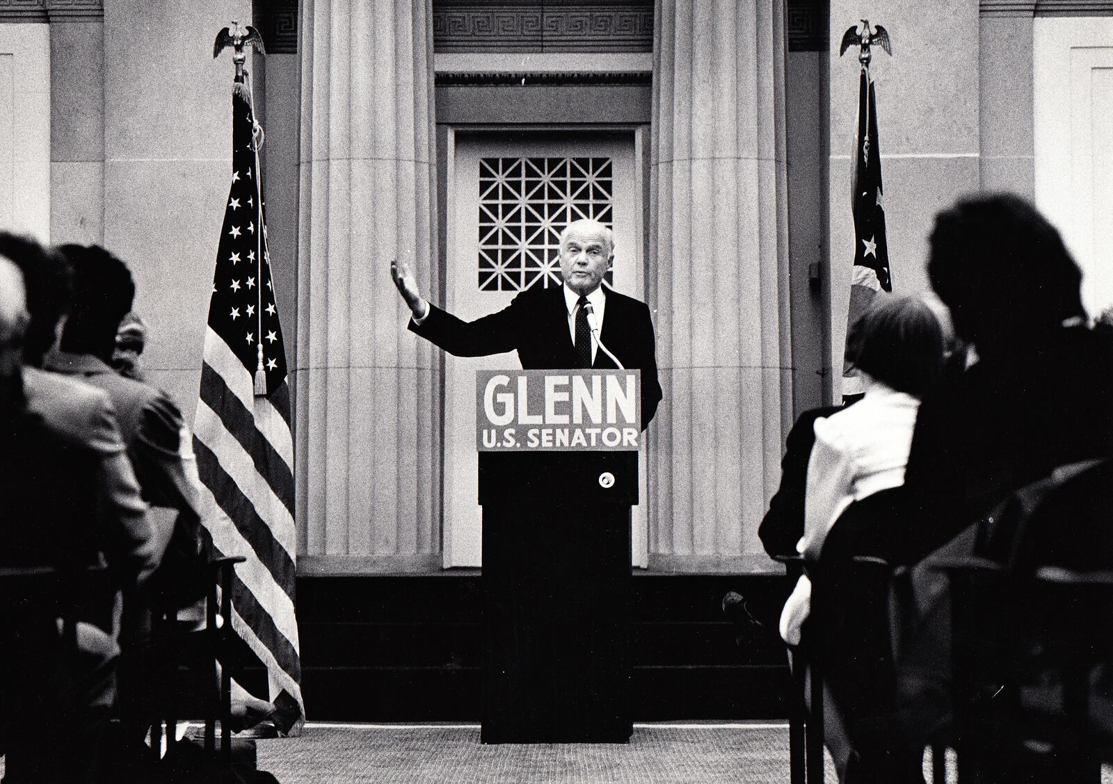 John Glenn spoke during a Women's Issue Forum in 1986 at the Old Post Office. DAYTON DAILY NEWS ARCHIVE