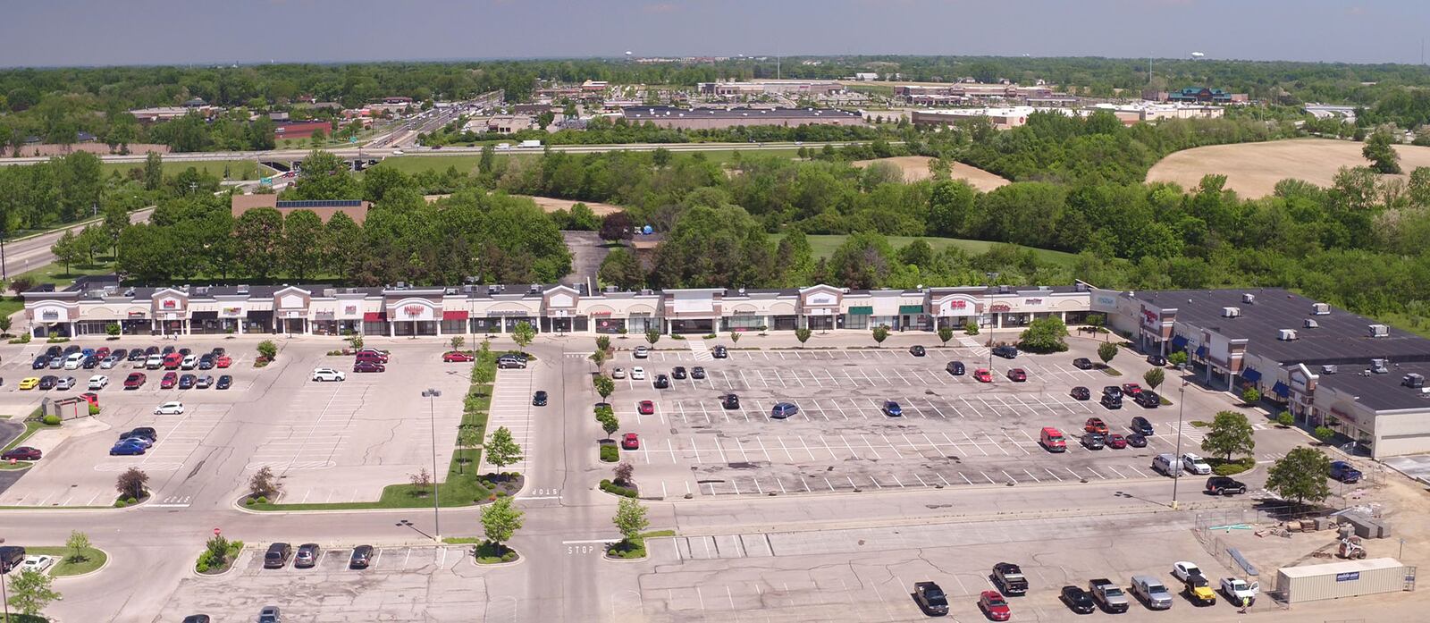 Aerial view of Sugarcreek Plaza looking north from Clyo Rd.  Bed Bath & Beyond and Buy Buy Baby are moving into the former Cub Foods building.  The retailers are expected to open in fall, 2017.   TY GREENLEES / STAFF