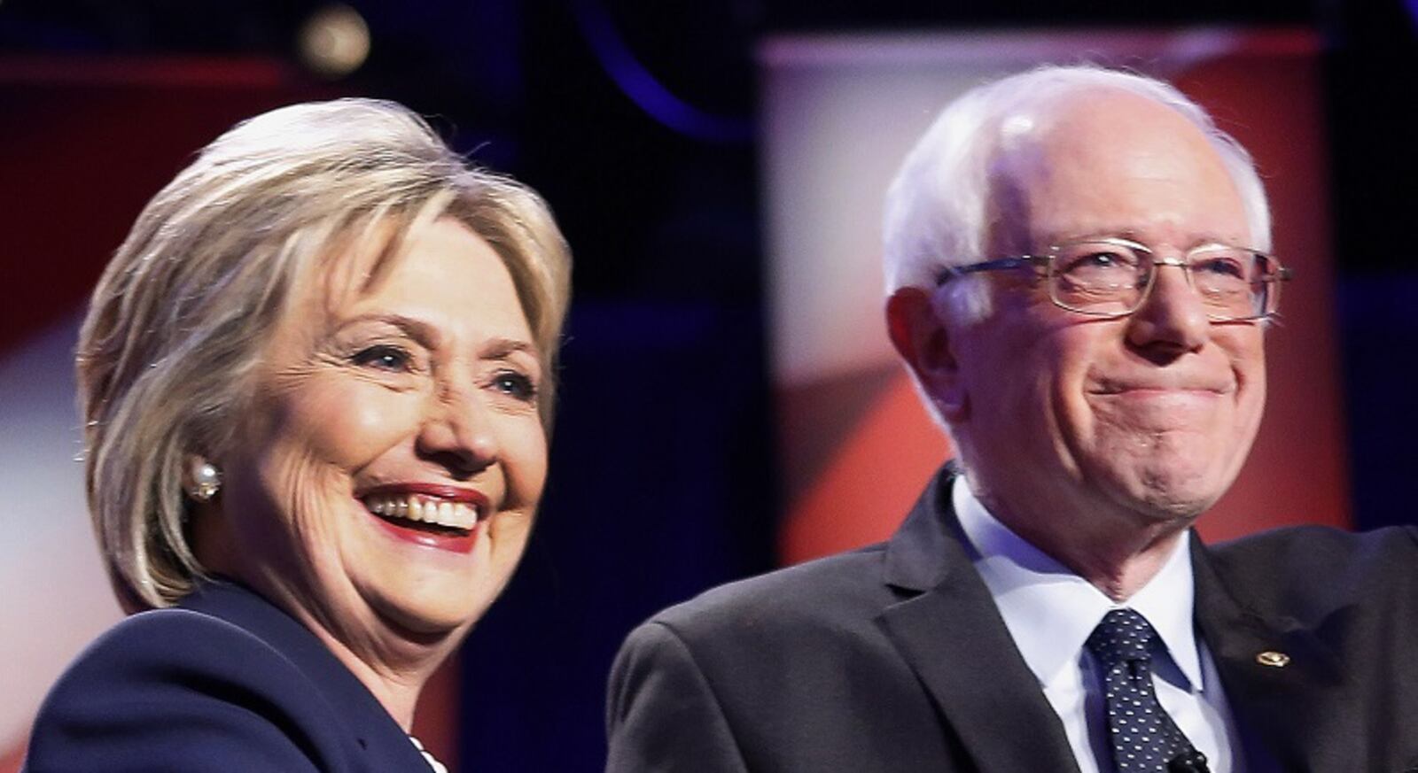 Democratic presidential candidates Hillary Clinton, left, and Sen. Bernie Sanders, I-Vt. (AP Photo/Jim Cole)