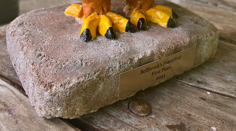 This Eagle sculpture awaits the winner of the first Bellbrook FunnyFest, this Saturday at 4 p.m. at Bellbrock Park. CONTRIBUTED