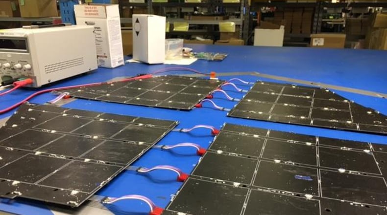 An E-Mek Technologies-produced circuit board destined for a Solar Roadways solar panel. THOMAS GNAU/STAFF