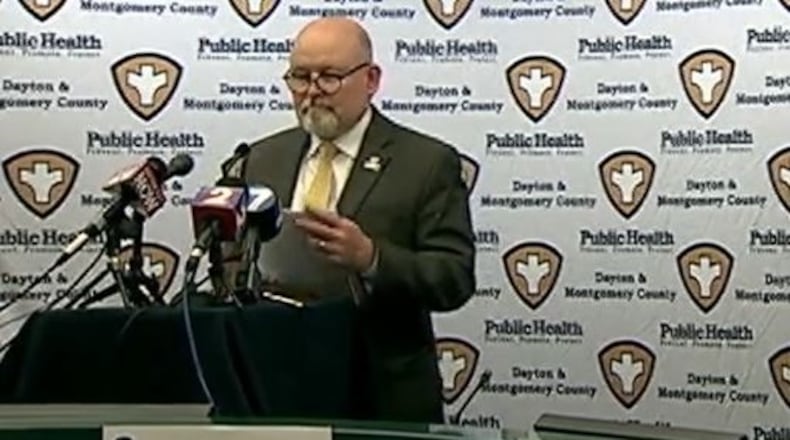 Jeff Cooper, Health Commissioner of Public Health - Dayton & Montgomery County, speaks during a daily update on the coronavirus pandemic Tuesday, March 31, 2020.