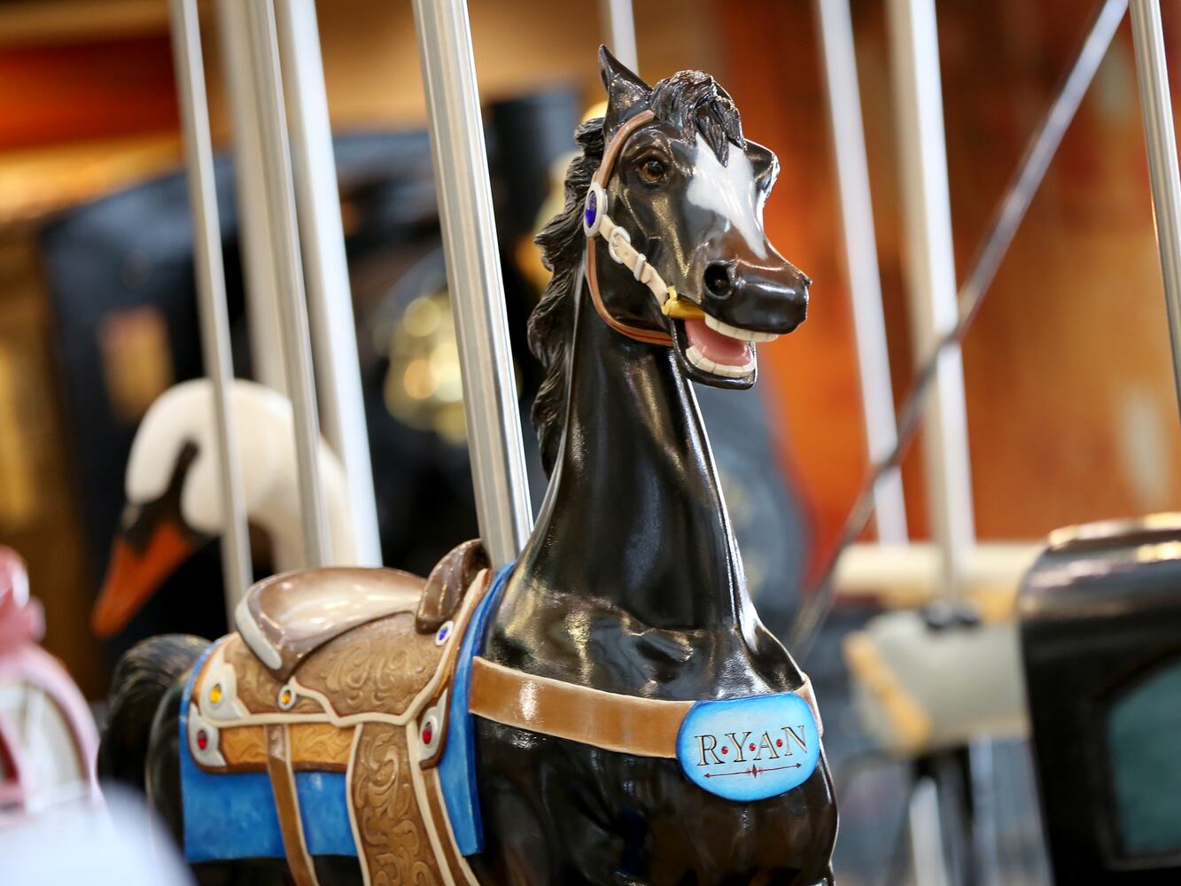 The Carousel of Dayton Innovation, at Carillon Historical Park, is a whimsical ride made of 32 hand-carved figures from the Gem City’s history.