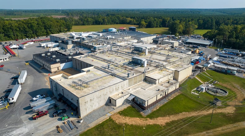 FILE - An aerial view of the Boar's Head processing plant, Aug. 29, 2024, in Jarratt, Va. (AP Photo/Steve Helber, File)