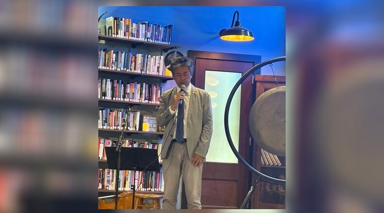 Hajime Kishimori, U.S. Consul General for Japan for our region, speaks at an event at the Dayton International Peace Museum commemorating the 80th anniversary of the bombing of Hiroshima and Nagasaki. His mother was a Hiroshima survivor. MARY MCCARTY / CONTRIBUTED