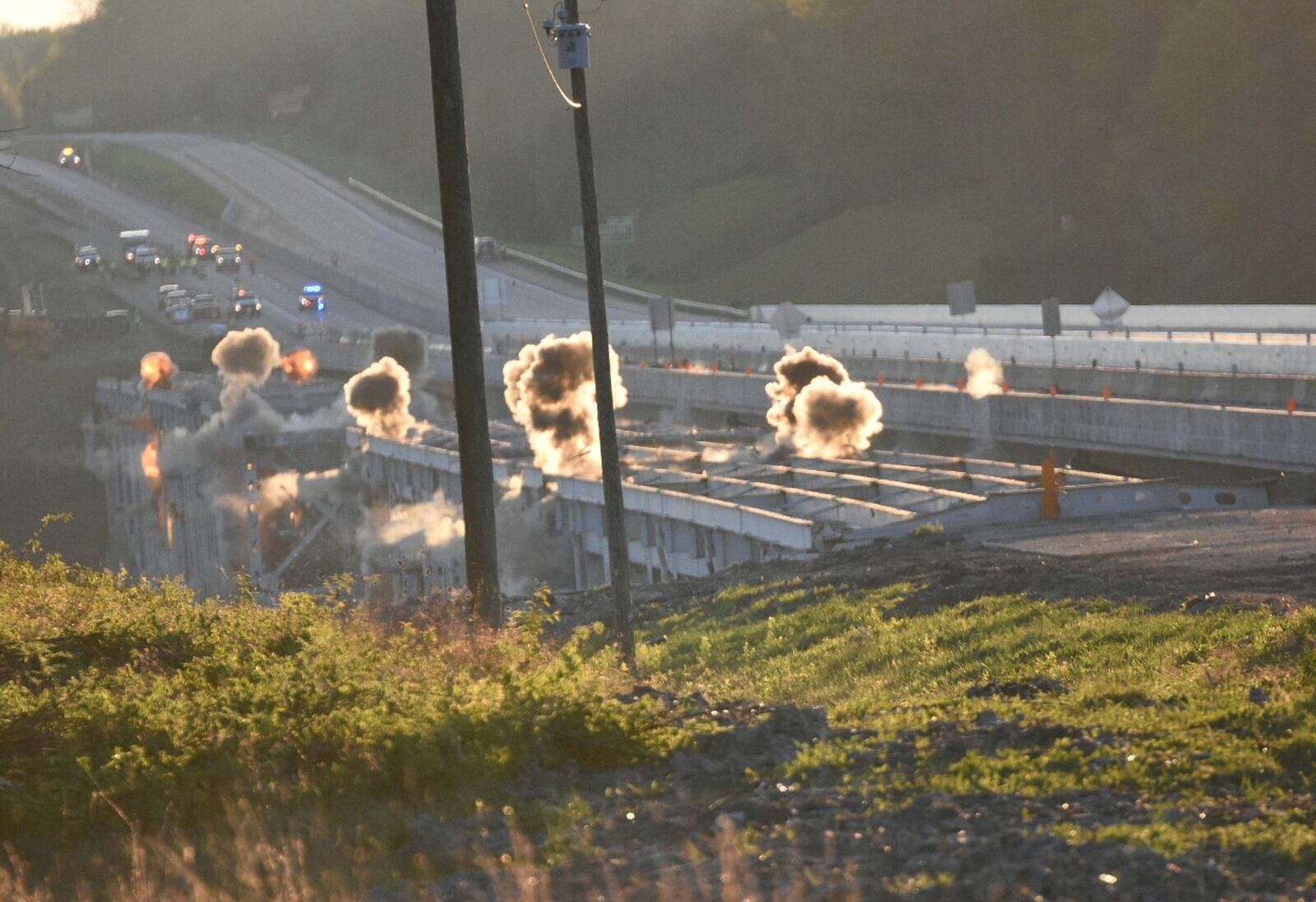 Traffic delays were a concern after the first attempt to demolish the Jeremiah Morrow Bridge didn’t go as planned. CONTRIBUTED/MARK NEWBERG