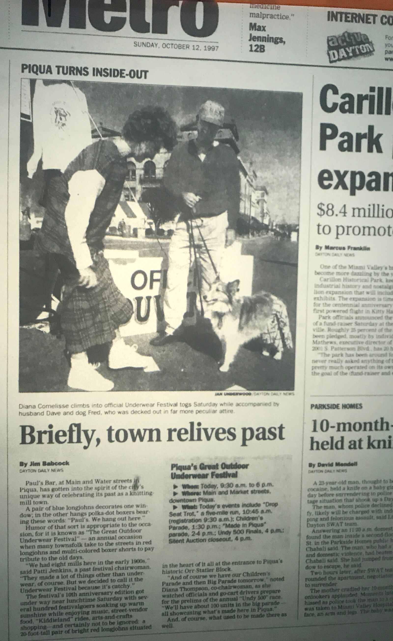 The Sunday, Oct. 12 1997 edition of the Dayton Daily News included the article "Briefly, Town Relives Past.