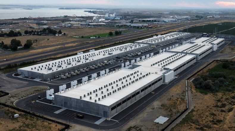 FILE - Amazon Web Services data center is visible on Aug. 22, 2024, in Boardman, Ore. (AP Photo/Jenny Kane, File)