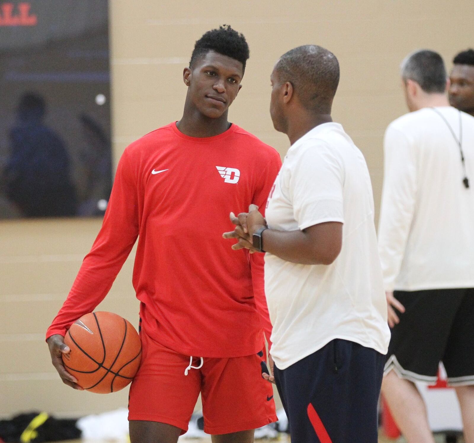 Dayton’s Dwayne Cohill at practice on Wednesday, Sept. 26, 2018, at the Cronin Center. David Jablonski/Staff