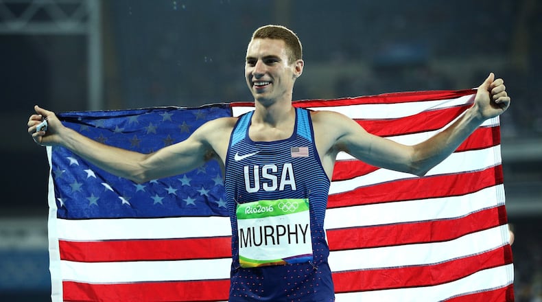 RIO DE JANEIRO, BRAZIL - AUGUST 15: Clayton Murphy of the United States celebrates after winning the bronze medal in the Men’s 800m Final on Day 10 of the Rio 2016 Olympic Games at the Olympic Stadium on August 15, 2016 in Rio de Janeiro, Brazil. (Photo by Patrick Smith/Getty Images)