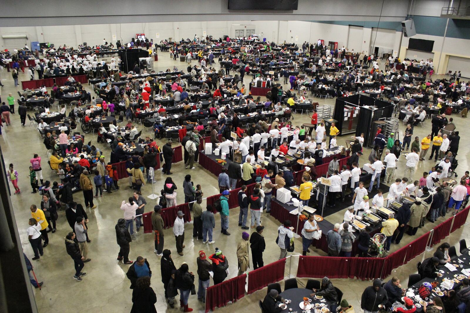 The Dayton Convention Center hosted thousands of people on Thanksgiving Day during A Feast of Giving on Nov. 26, 2015. DARIN POPE