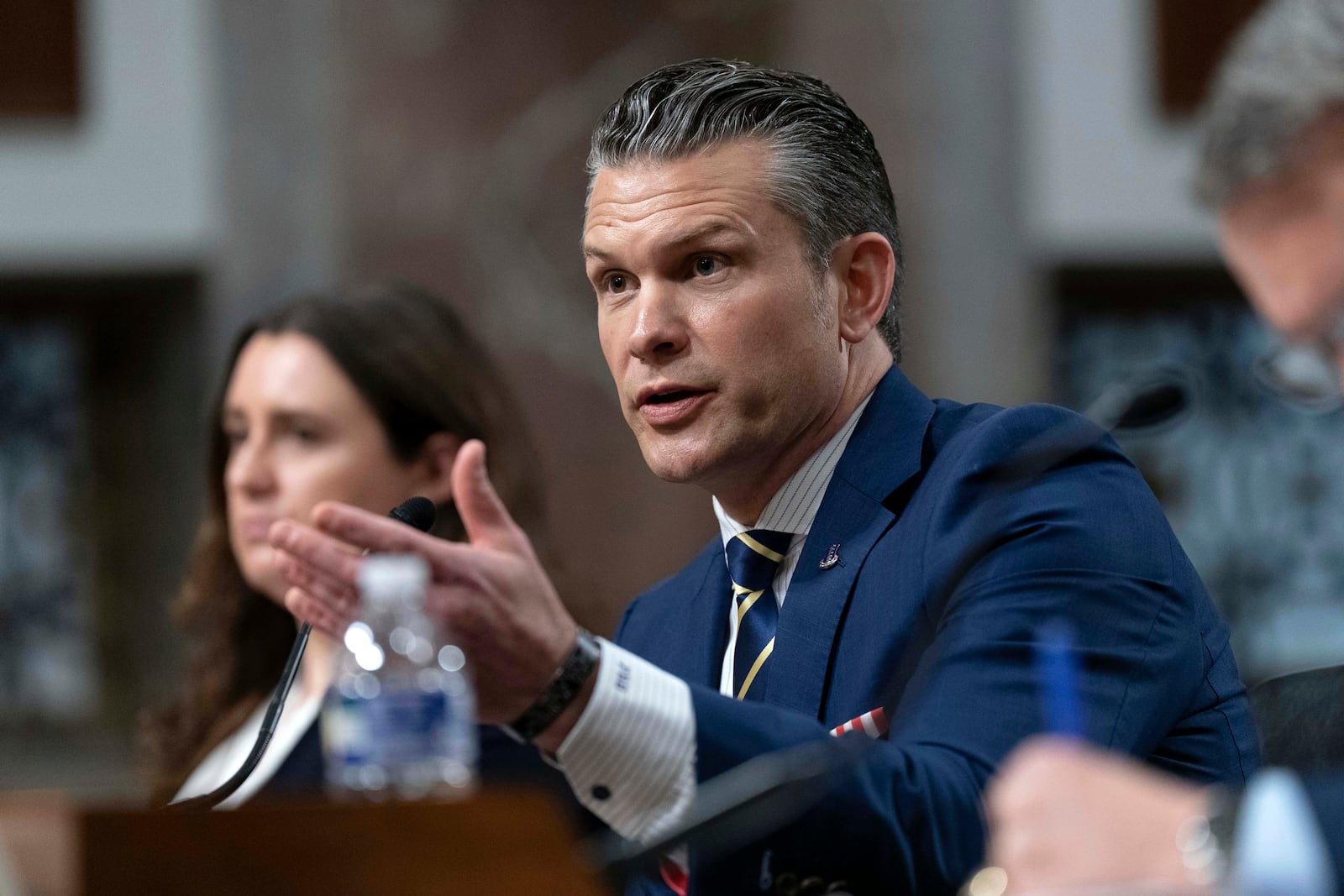 Department of Defense Secretary Pete Hegseth testifies before a Senate Armed Services Committee hearing on Capitol Hill in Washington, Wednesday, June 18, 2025. (AP Photo/Jose Luis Magana)