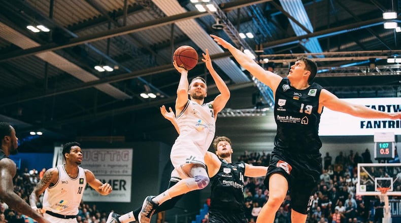 Former Wright State standout Matt Vest playing professionally for Science City, a Division 2 team in Jena, Germany. Vest has played in Germany for six years with five different teams. CONTRIBUTED
