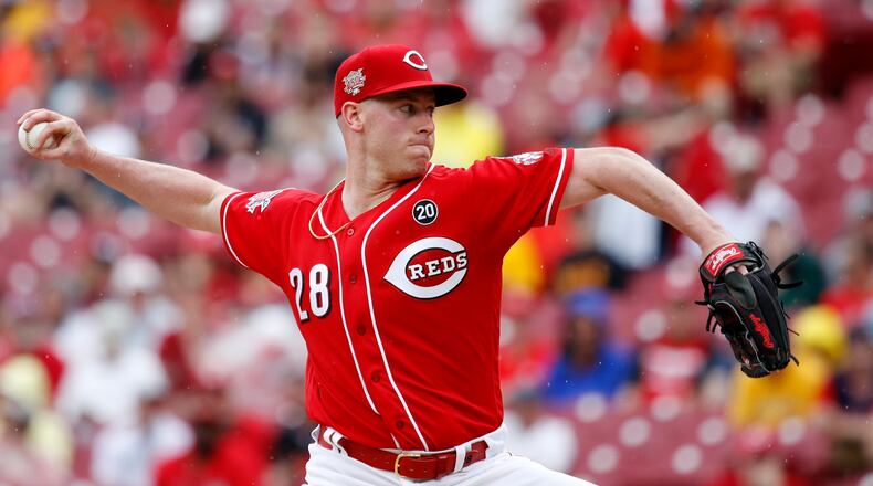 CINCINNATI, OH - MAY 29: Anthony DeSclafani #28 of the Cincinnati Reds pitches in the second inning of a game against the Pittsburgh Pirates at Great American Ball Park on May 29, 2019 in Cincinnati, Ohio. (Photo by Joe Robbins/Getty Images)