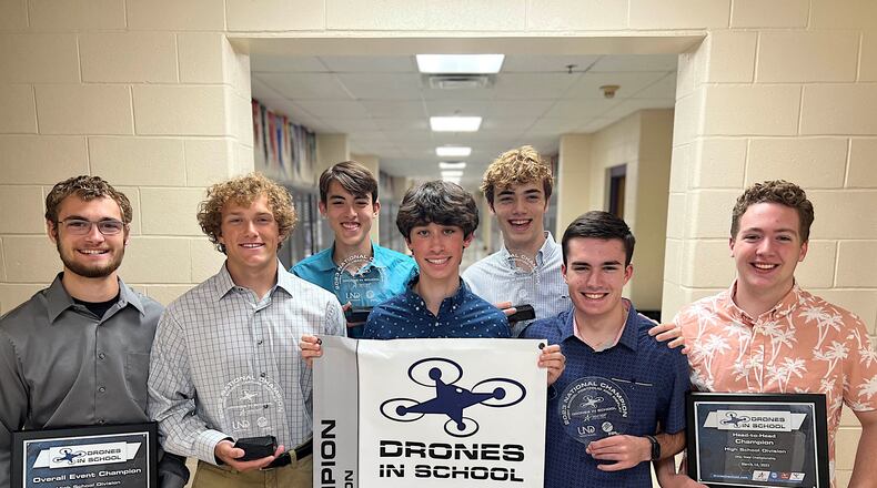 Bellbrook High School's drone team, the "Hog Flyers" made a clean sweep of their national championship in Denver, Colorado this year. CONTRIBUTED