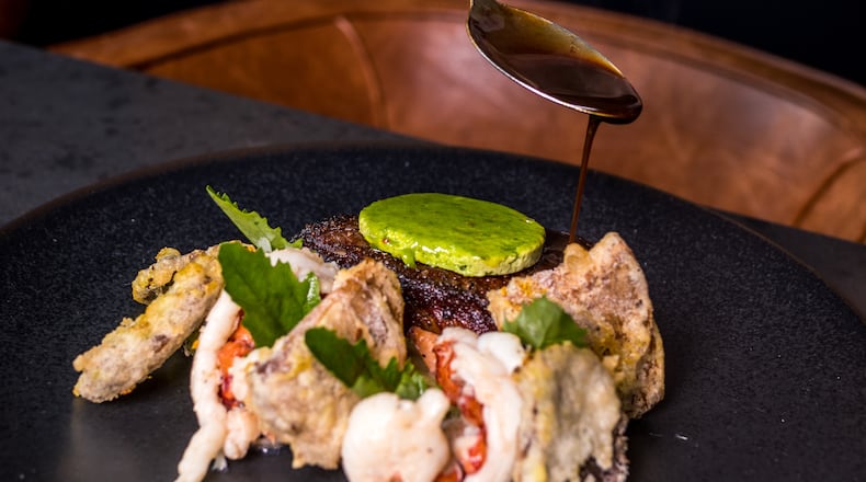 At Silas Creative Kitchen + Cocktails, Executive Chef Aaron Allen works closely with Hotel Versailles’ own on-site farmer Katie Bensman to curate a menu based on what is growing each season (Catherine Grace Photography).