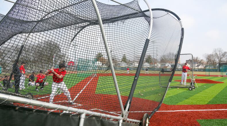 New turf has been installed at Foundation Field in Hamilton where the Miami Hamilton and Hamilton Joe’s baseball teams both play. GREG LYNCH / STAFF
