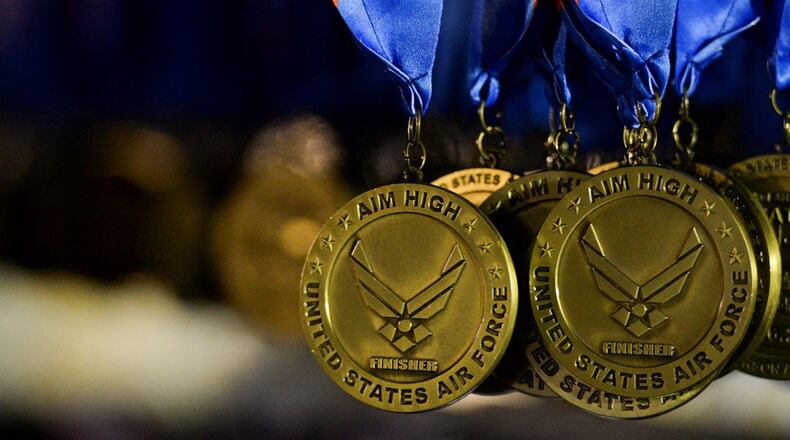 The Air Force Marathon is scheduled for Sept. 21. Now gift registrations for the half and full marathon can be purchased for junior enlisted members stationed at Wright-Patterson Air Force Base. (U.S. Air Force photo/Wesley Farnsworth)