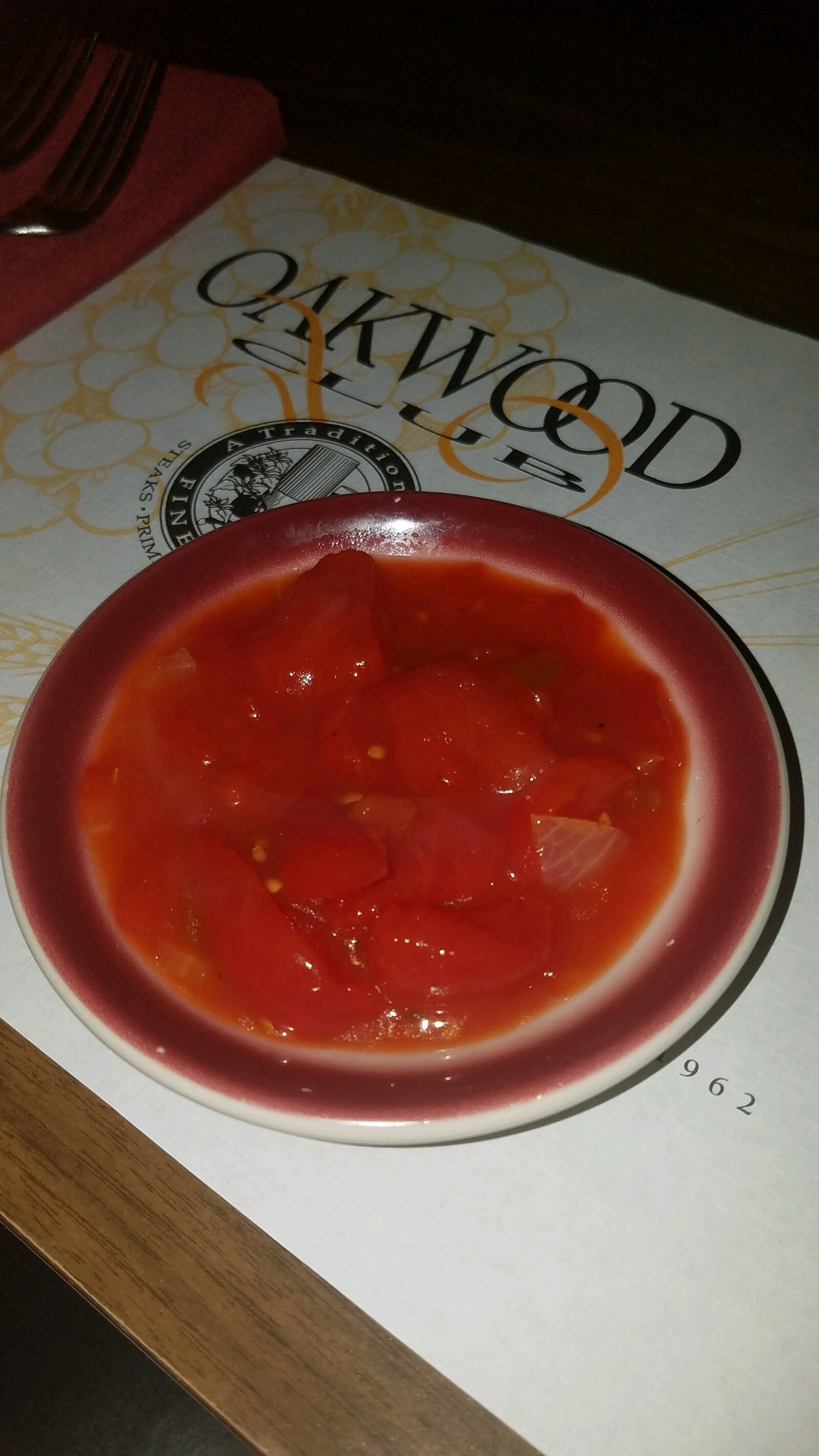 Stewed tomatoes remain popular at the Oakwood Club. Some people even like them on onion rings.