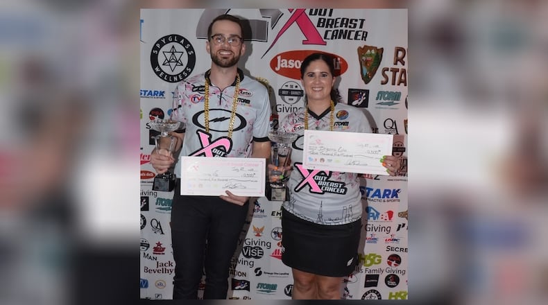 In their fifth appearance together, Chris Via and Bryanna Coté won the 2025 Professional Bowlers Association/Professional Women’s Bowling Association Striking Against Breast Cancer Mixed Doubles tournament. CONTRIBUTED PHOTO