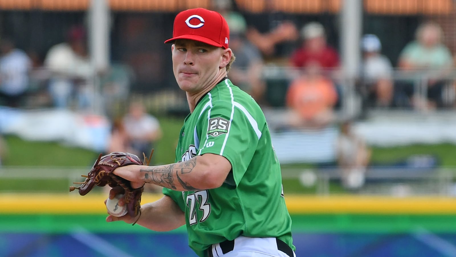 Cody Adcock relieved Tejay Antone in the sixth, stopped and rally and pitched 2 1/3 innings to help the Dragons beat Peoria 3-2 in 11 innings Sunday at Day Air Ballpark. JEFF GILBERT/CONTRIBUTED