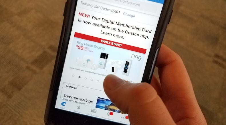 Costco’s app now allows customers to upload a digital membership card. STAFF PHOTO / HOLLY SHIVELY