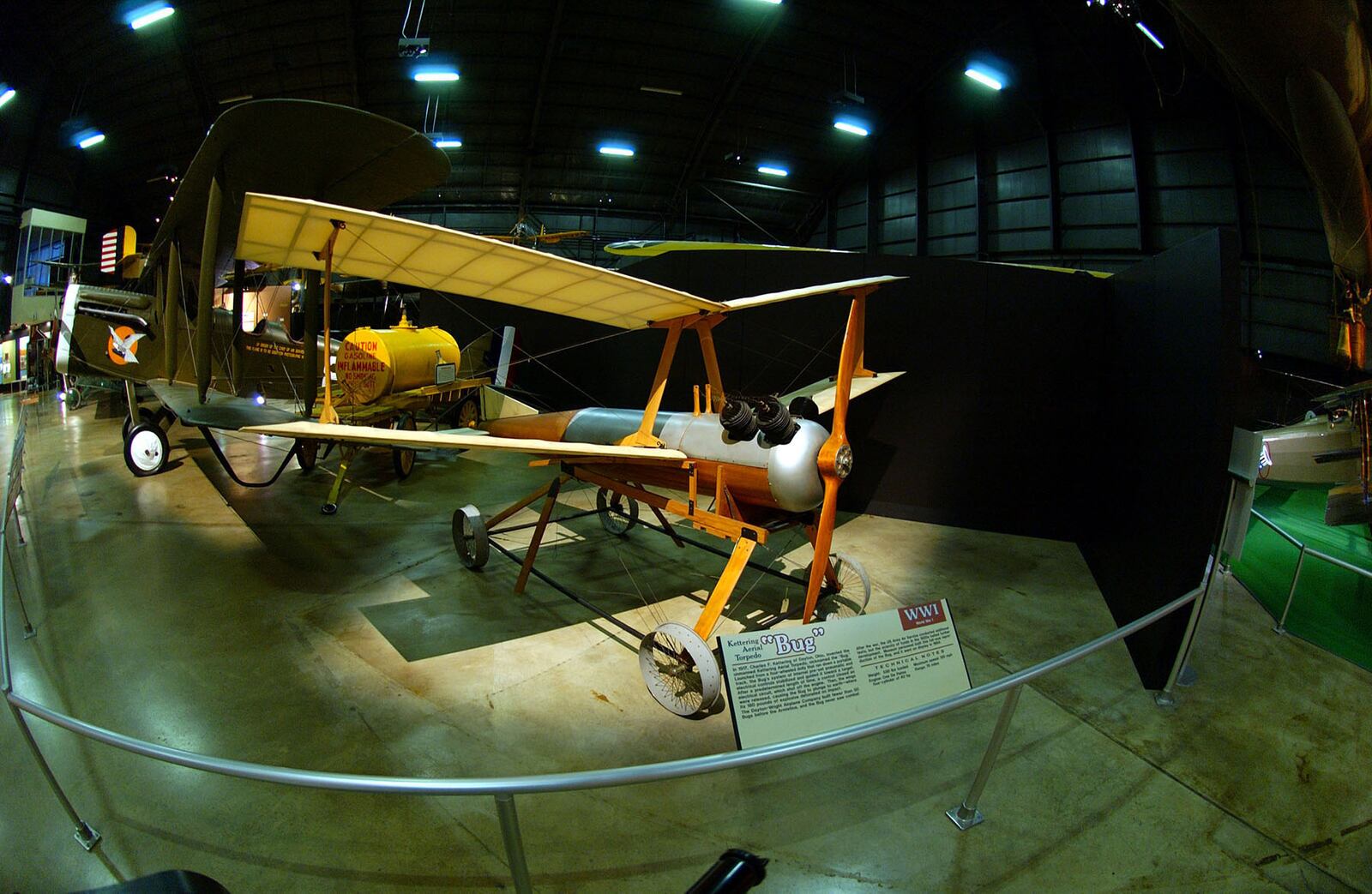 The Kettering Aerial Torpedo "Bug" in the Early Years Gallery at the National Museum of the United States Air Force.