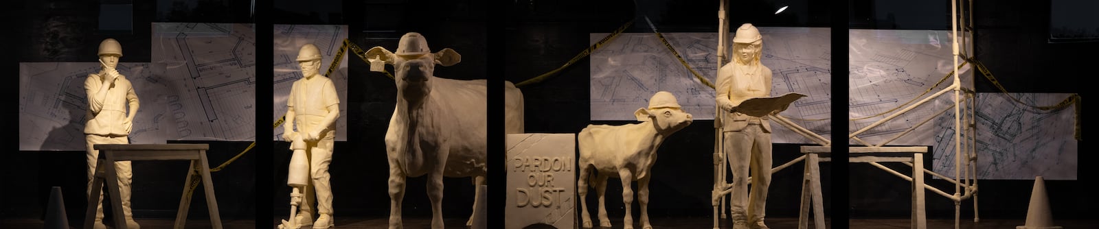 The 2025 butter cow display at the Ohio State Fair is made from 2,000 of butter and depicts a construction site as exciting changes are underway in the historic Dairy Products Building, the home of the butter cow and calf.