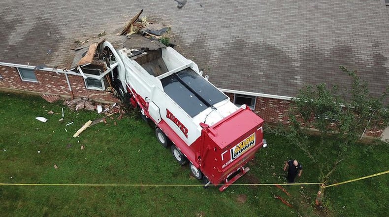Drone footage of the June 21 crash into the Greenewood Manor nursing home in Xenia. CHUCK HAMLIN/STAFF