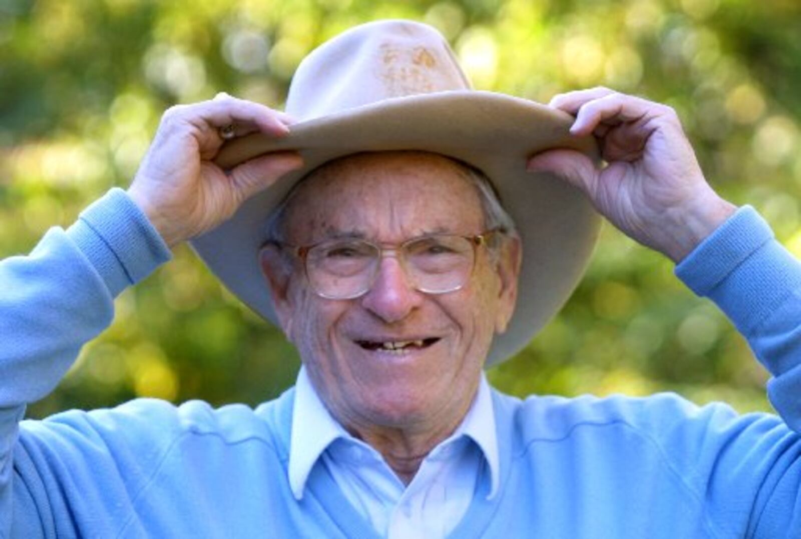 Tony Furst purchased this cowboy hat out west when he went with the UD football Flyers took the train to California to play St Mary's College at Kezar Stadium in San Francisco. The trip was in 1939 and this weekend the Flyers will play St. Mary's again (2001). BILL REINKE / STAFF