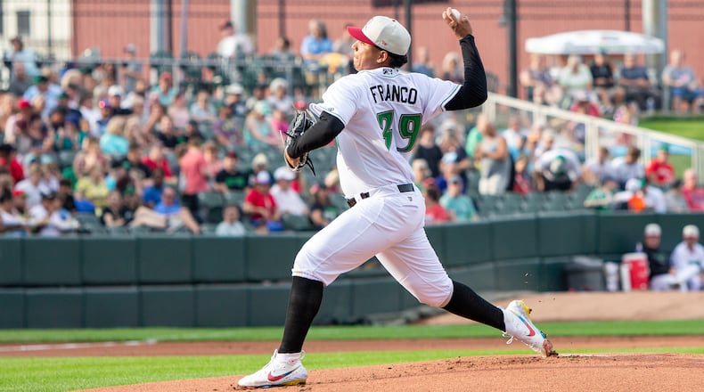 Dayton starter Jose Franco, shown earlier this season, pitched four scoreless innings in Friday's loss at West Michigan. Jeff Gilbert/CONTRIBUTED