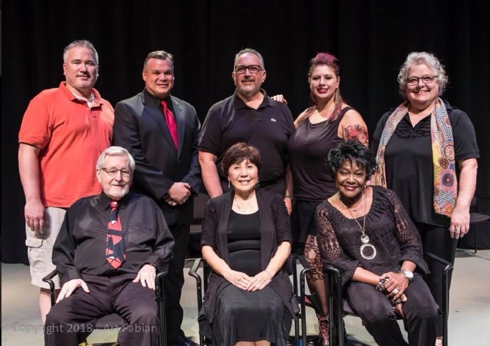 Jim Lockwood and the cast of the Dayton Playhouse's 2018 FutureFest production of "Late in the Game." CONTRIBUTED