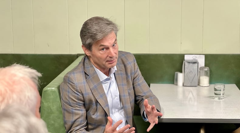 Rep. Matt Dolan made a campaign stop in Troy on Saturday, visiting K's Hamburgers as he seeks to win the Republican nomination in the March 19 Primary election, with a goal to beat incumbent U.S. Senator for Ohio Sherrod Brown this November. AIMEE HANCOCK/STAFF
