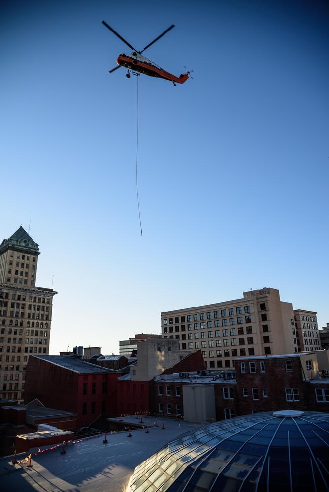 PHOTOS: Dayton Arcade helicopter delivery
