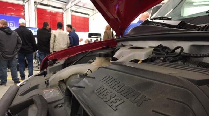 A shot of a diesel engine made in the Moraine DMAX plant, at a GM event last November announcing a new DMAX plant in Brookville. THOMAS GNAU/STAFF