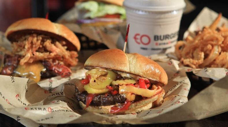 Burgers from EO Burgers in Beavercreek at The Greene. The restaurant is slated to partipate in the Taste of the Greene Thursday, Aug. 9 2018. Staff photo by Jim Witmer