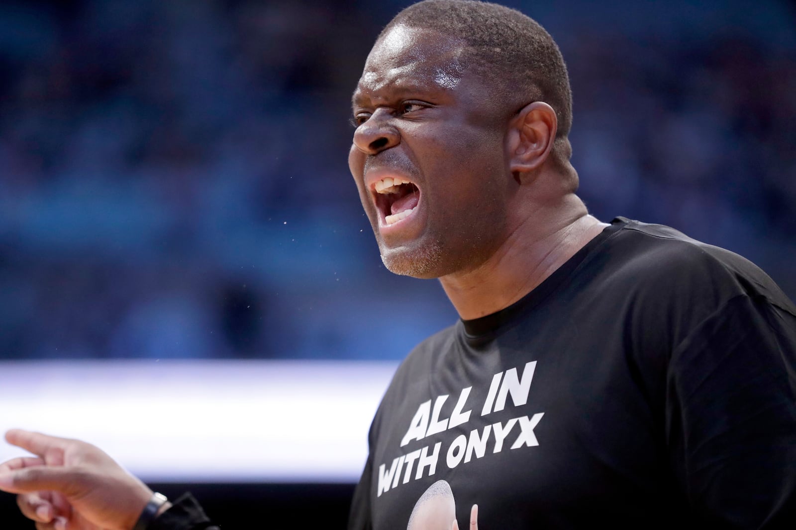 North Carolina Central head coach Levelle Moton yells directions to the team during the first half of an NCAA college basketball game against North Carolina, Friday, Nov. 14, 2025, in Chapel Hill, N.C. (AP Photo/Chris Seward)