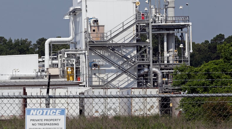 FILE - The Chemours Company's PPA facility at the Fayetteville Works plant near Fayetteville, N.C. where the chemical known as GenX, a PFAS, is produced is shown June 15, 2018. The Environmental Protection Agency on Friday, Aug. 26, 2022, designated two “forever chemicals” used in cookware, carpets and firefighting foams as hazardous substances, clearing the way for quicker cleanup of the toxic compounds, which have been linked to cancer and other health problems. (AP Photo/Gerry Broome, File)