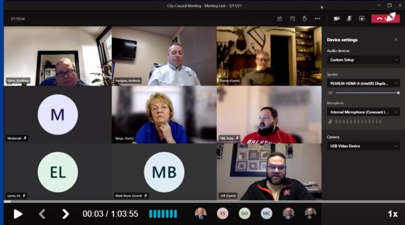 Huber Heights city council meeting from Jan. 11, 2021. Huber Heights has been holding their meetings virtually due to the COVID-19 pandemic. EILEEN MCCLORY STAFF