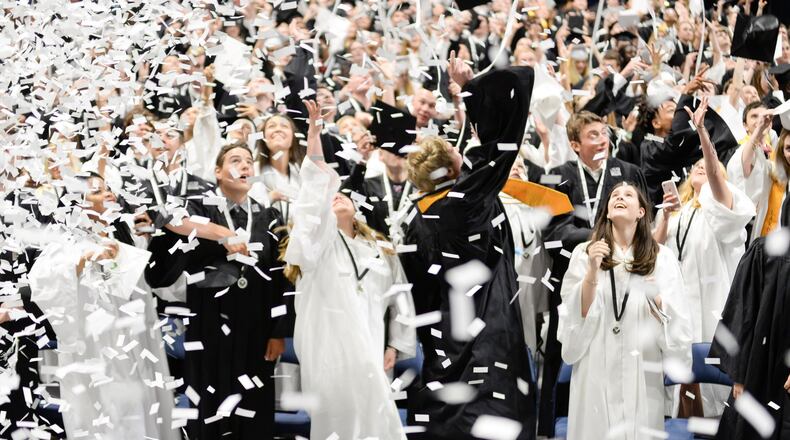 Ohio’s state school board is expected to make its final recommendation on long-term high school graduation requirements as part of its monthly meeting Tuesday. Pictured is Lakota East High School’s class of 2018, celebratin its graduation ceremony in May 2018 at Cintas Center. CONTRIBUTED