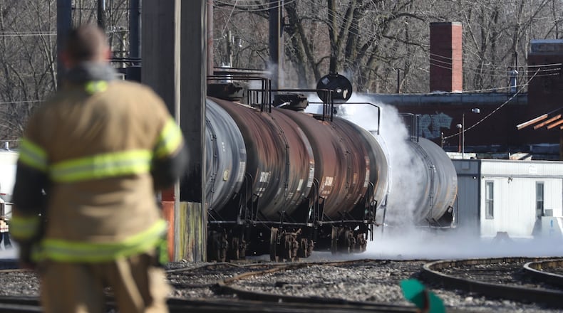 A Freon leak following a rail tanker explosion created a hazmat incident on tracks near South Burnett Road Tuesday, March 3, 2020, in Springfield Twp.
