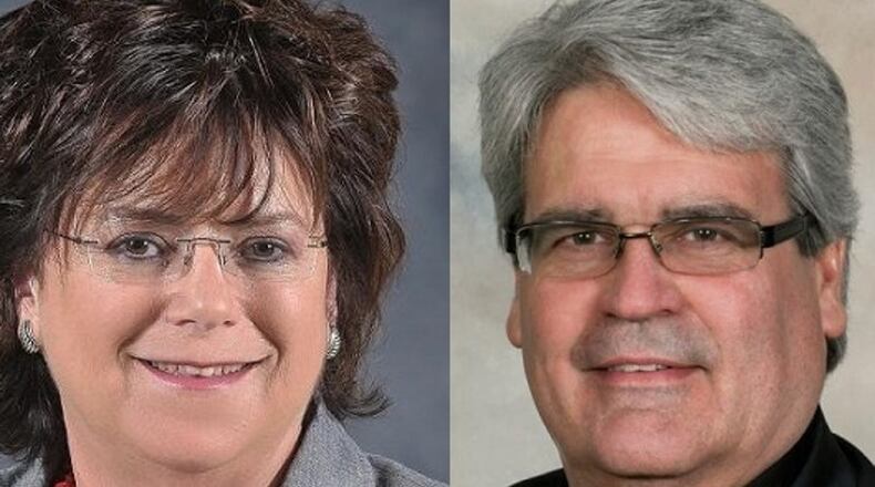 Clayton Mayor Joyce Deitering and Mayor-elect Mike Stevens.