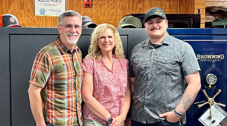 From left to right, Evan English, his wife Layne, and their son, Dean. AIMEE HANCOCK/STAFF