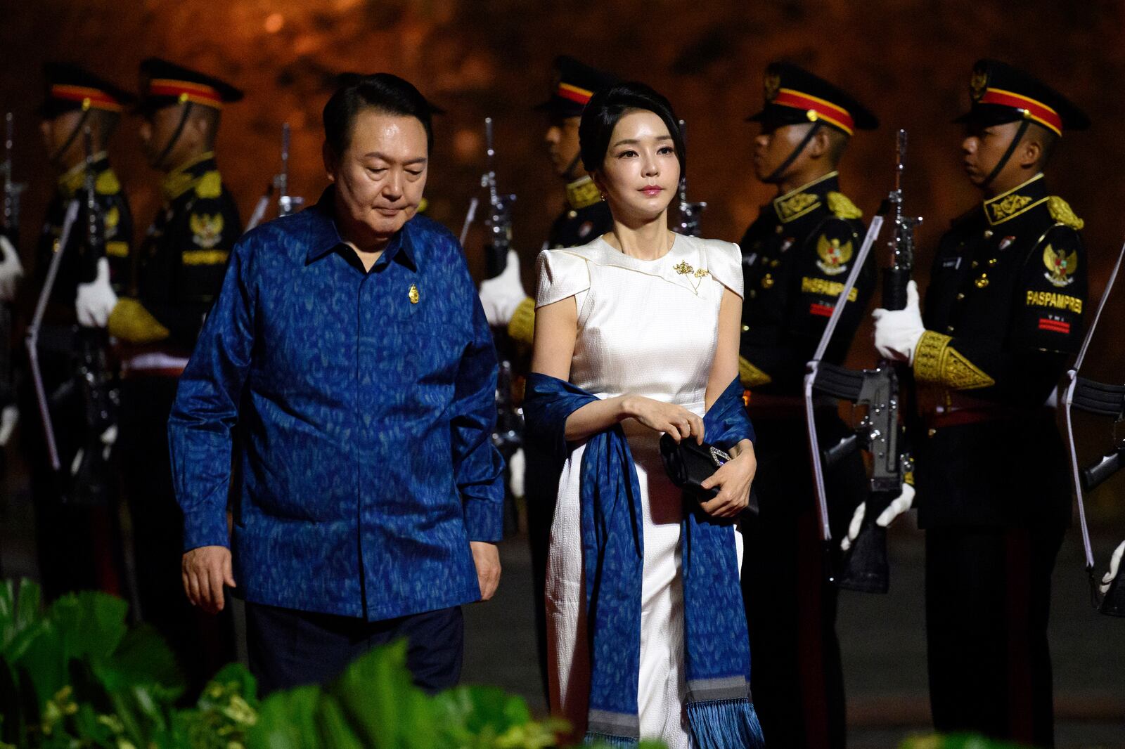 FILE - South Korean President Yoon Suk-yeol and first lady Kim Keon-hee arrive for a formal dinner at the G20 Summit, in Nusa Dua, Indonesia, on Nov. 15, 2022. (Leon Neal/Pool Photo via AP, File)
